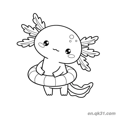 Free printable Axolotl with Swim Ring Coloring Page coloring page