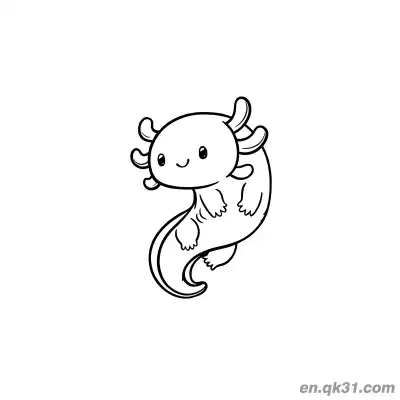 Free printable Curved Swimming Axolotl Coloring Page coloring page