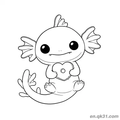 Free printable Cute Axolotl Holding Small Flower Coloring Page coloring page