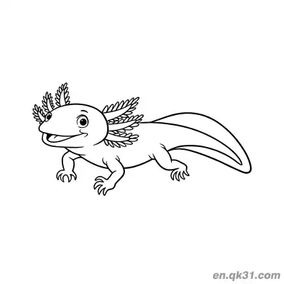 Free printable Realistic Style Swimming Axolotl Coloring Page coloring page