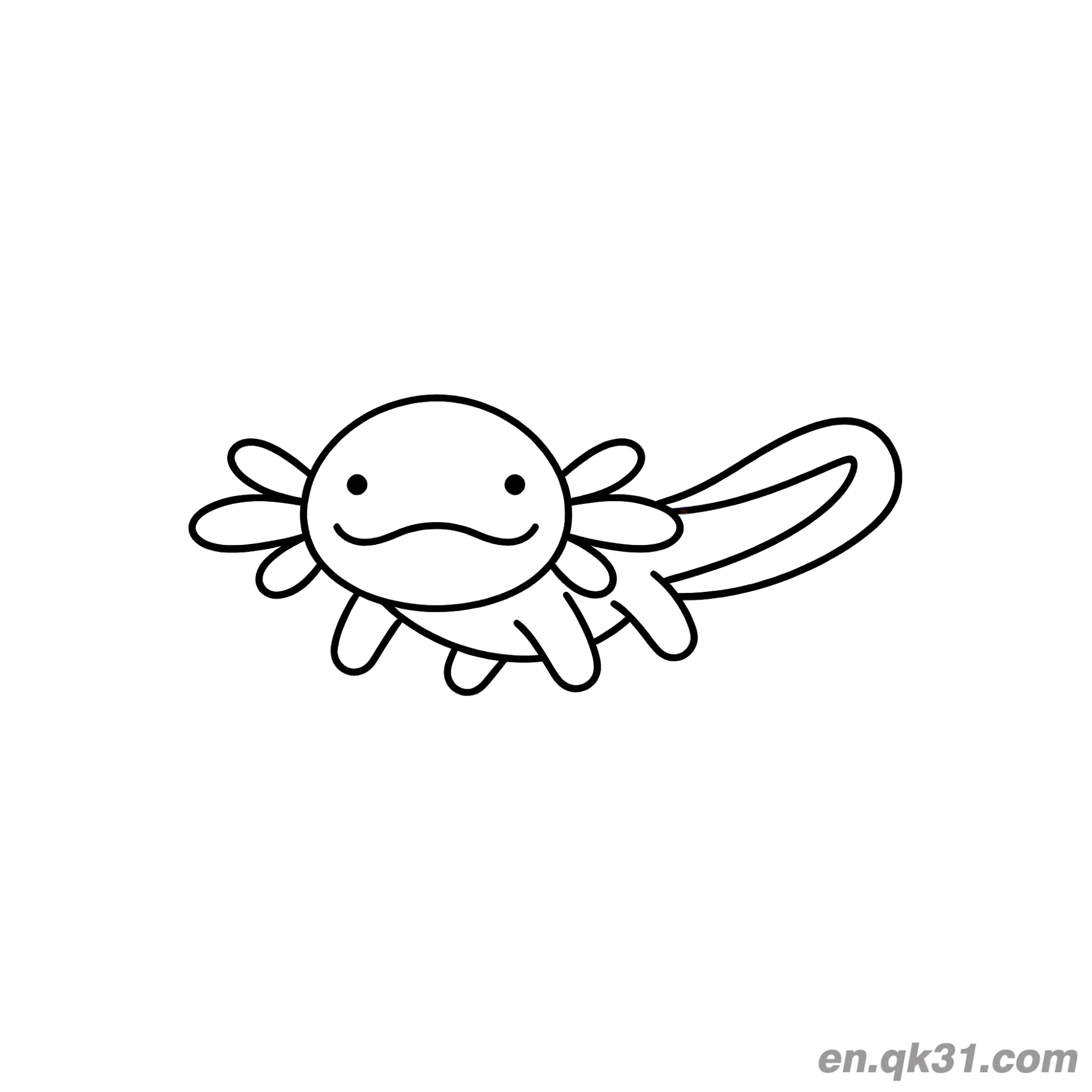 Side Swimming Minimalist Axolotl Coloring Page – Free Printable Coloring Page for Kids and Adults