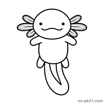 Free printable Wide Armed Swimming Axolotl Coloring Page coloring page