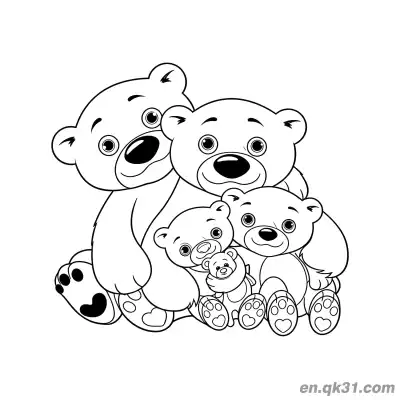 Free printable Bear Family Group Coloring Page coloring page