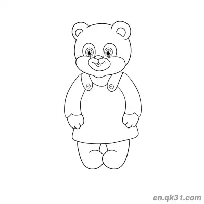 Free printable Cute Girl Bear in Dress Coloring Page coloring page