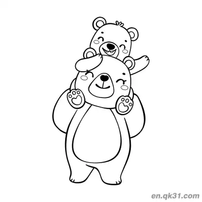 Free printable Mother and Baby Bear Piggyback Coloring Page coloring page