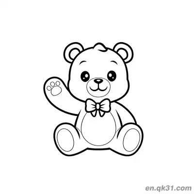 Free printable Waving Bowtie Baby Bear Coloring Page coloring page