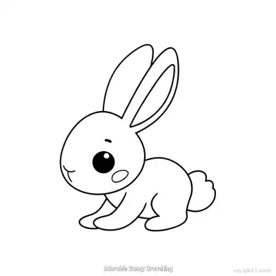 Free printable Adorable Bunny Crouching  Coloring Page - Free PDF Printable Bunny Coloring Sheets coloring page