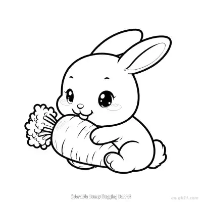 Free printable Adorable Bunny Hugging Carrot  Coloring Page - Free PDF Printable Bunny Coloring Sheets coloring page