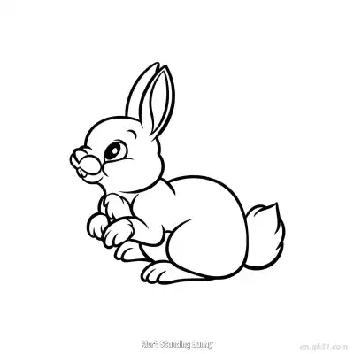 Free printable Alert Standing Bunny  Coloring Page - Free PDF Printable Bunny Coloring Sheets coloring page