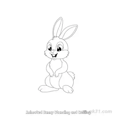 Free printable Animated Bunny Standing and Smiling  Coloring Page - Free PDF Printable Bunny Coloring Sheets coloring page