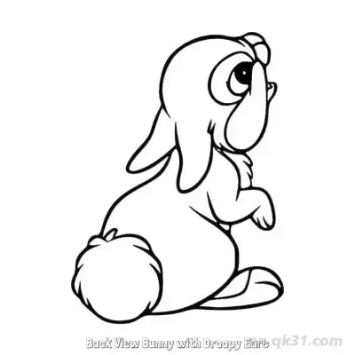 Free printable Back View Bunny with Droopy Ears  Coloring Page - Free PDF Printable Bunny Coloring Sheets coloring page