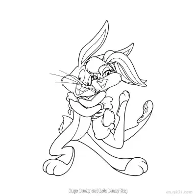 Free printable Bugs Bunny and Lola Bunny Hug  Coloring Page - Free PDF Printable Bugs Bunny Coloring Sheets coloring page