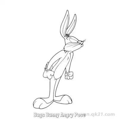 Free printable Bugs Bunny Angry Pose  Coloring Page - Free PDF Printable Bugs Bunny Coloring Sheets coloring page