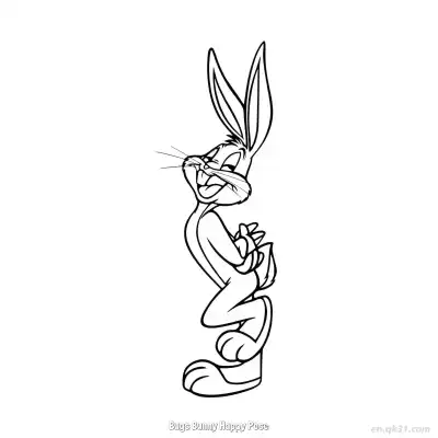 Free printable Bugs Bunny Happy Pose  Coloring Page - Free PDF Printable Bugs Bunny Coloring Sheets coloring page