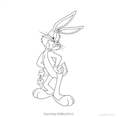 Free printable Bugs Bunny Holding Carrot  Coloring Page - Free PDF Printable Bugs Bunny Coloring Sheets coloring page