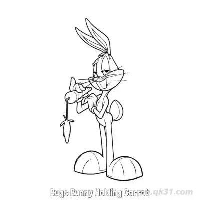 Free printable Bugs Bunny Holding Carrot 2 Coloring Page - Free PDF Printable Bugs Bunny Coloring Sheets coloring page