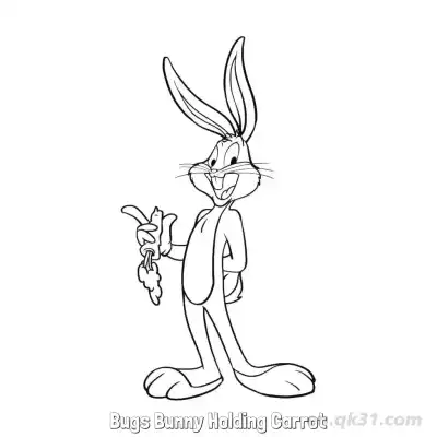 Free printable Bugs Bunny Holding Carrot 3 Coloring Page - Free PDF Printable Bugs Bunny Coloring Sheets coloring page
