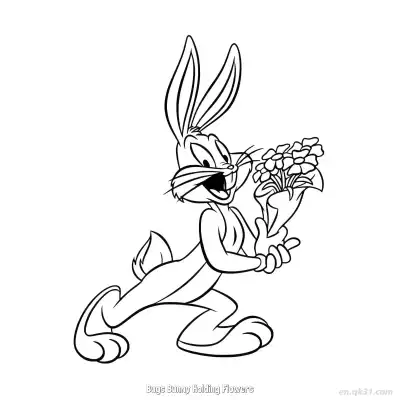 Free printable Bugs Bunny Holding Flowers  Coloring Page - Free PDF Printable Bugs Bunny Coloring Sheets coloring page