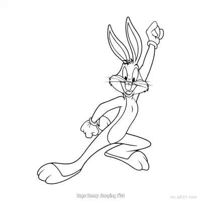 Free printable Bugs Bunny Jumping Fist  Coloring Page - Free PDF Printable Bugs Bunny Coloring Sheets coloring page