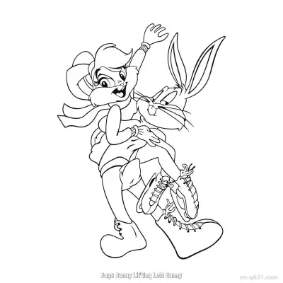 Free printable Bugs Bunny Lifting Lola Bunny  Coloring Page - Free PDF Printable Bugs Bunny Coloring Sheets coloring page