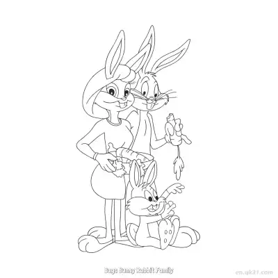 Free printable Bugs Bunny Rabbit Family  Coloring Page - Free PDF Printable Bugs Bunny Coloring Sheets coloring page