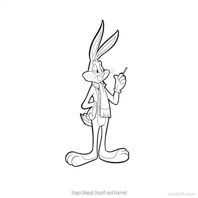 Free printable Bugs Bunny Scarf and Carrot  Coloring Page - Free PDF Printable Bugs Bunny Coloring Sheets coloring page