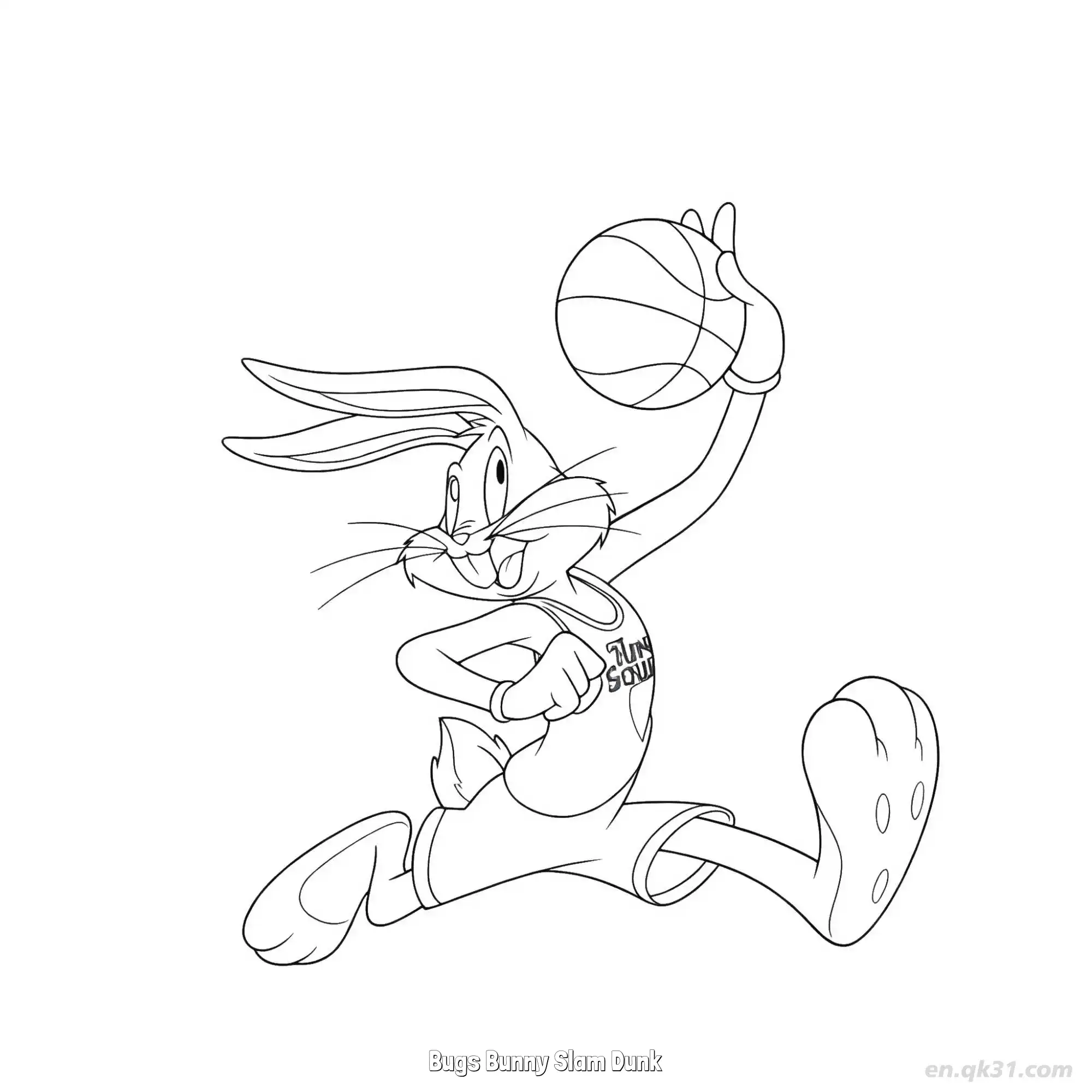 Bugs Bunny Slam Dunk  Coloring Page - Free Printable Bugs Bunny PDF Coloring Sheets – Free Printable Coloring Page for Kids and Adults