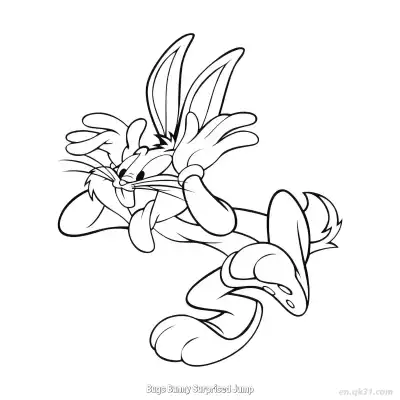 Free printable Bugs Bunny Surprised Jump  Coloring Page - Free PDF Printable Bugs Bunny Coloring Sheets coloring page