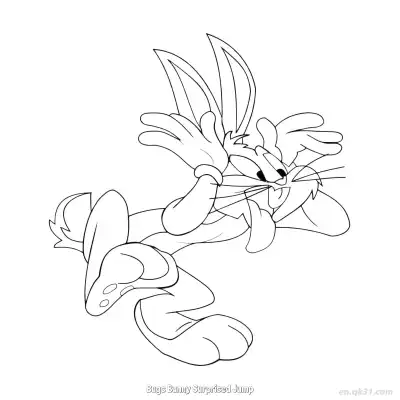 Free printable Bugs Bunny Surprised Jump 2 Coloring Page - Free PDF Printable Bugs Bunny Coloring Sheets coloring page