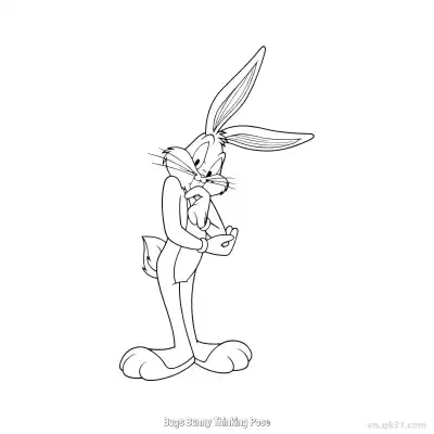 Free printable Bugs Bunny Thinking Pose  Coloring Page - Free PDF Printable Bugs Bunny Coloring Sheets coloring page