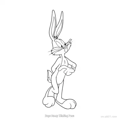 Free printable Bugs Bunny Thinking Pose 2 Coloring Page - Free PDF Printable Bugs Bunny Coloring Sheets coloring page