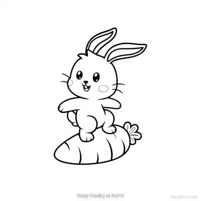 Free printable Bunny Dancing on Carrot  Coloring Page - Free PDF Printable Bunny Coloring Sheets coloring page