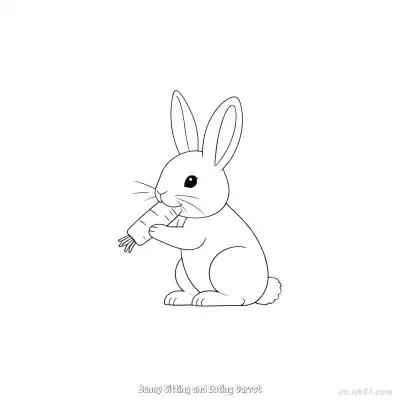 Free printable Bunny Sitting and Eating Carrot  Coloring Page - Free PDF Printable Bunny Coloring Sheets coloring page