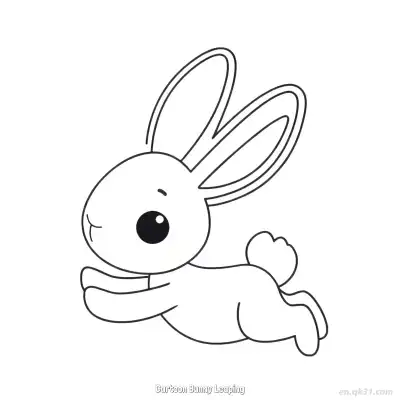 Free printable Cartoon Bunny Leaping  Coloring Page - Free PDF Printable Bunny Coloring Sheets coloring page