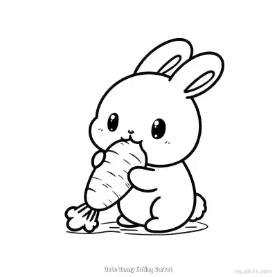 Free printable Cute Bunny Eating Carrot  Coloring Page - Free PDF Printable Bunny Coloring Sheets coloring page