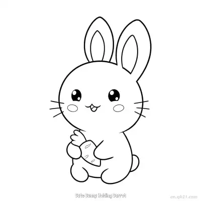 Free printable Cute Bunny Holding Carrot  Coloring Page - Free PDF Printable Bunny Coloring Sheets coloring page
