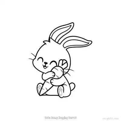 Free printable Cute Bunny Hugging Carrot 2 Coloring Page - Free PDF Printable Bunny Coloring Sheets coloring page