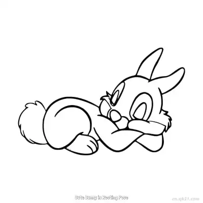 Free printable Cute Bunny in Resting Pose  Coloring Page - Free PDF Printable Bunny Coloring Sheets coloring page