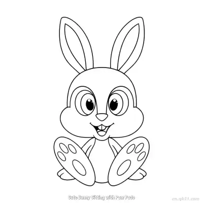 Free printable Cute Bunny Sitting with Paw Pads  Coloring Page - Free PDF Printable Bunny Coloring Sheets coloring page