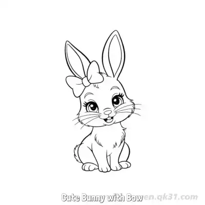 Free printable Cute Bunny with Bow  Coloring Page - Free PDF Printable Bunny Coloring Sheets coloring page