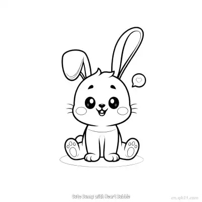 Free printable Cute Bunny with Heart Bubble  Coloring Page - Free PDF Printable Bunny Coloring Sheets coloring page
