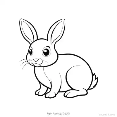 Free printable Cute Cartoon Rabbit  Coloring Page - Free PDF Printable Bunny Coloring Sheets coloring page