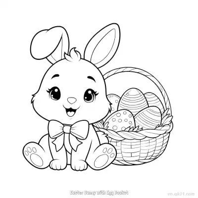 Free printable Easter Bunny with Egg Basket  Coloring Page - Free PDF Printable Bunny Coloring Sheets coloring page