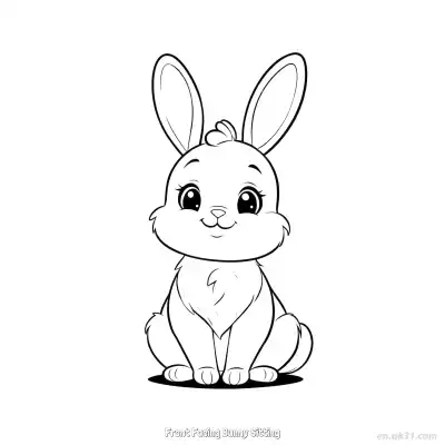 Free printable Front Facing Bunny Sitting  Coloring Page - Free PDF Printable Bunny Coloring Sheets coloring page