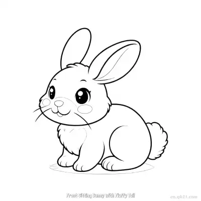 Free printable Front Sitting Bunny with Fluffy Tail  Coloring Page - Free PDF Printable Bunny Coloring Sheets coloring page