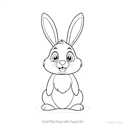 Free printable Front View Bunny with Tongue Out  Coloring Page - Free PDF Printable Bunny Coloring Sheets coloring page