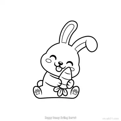 Free printable Happy Bunny Eating Carrot  Coloring Page - Free PDF Printable Bunny Coloring Sheets coloring page
