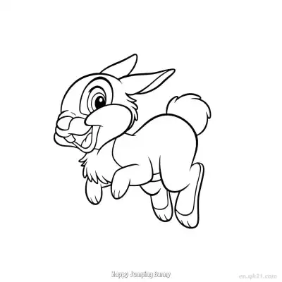Free printable Happy Jumping Bunny  Coloring Page - Free PDF Printable Bunny Coloring Sheets coloring page