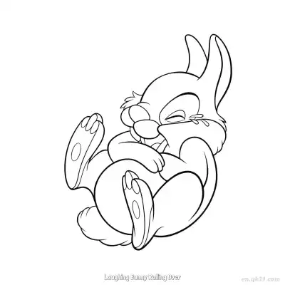 Free printable Laughing Bunny Rolling Over  Coloring Page - Free PDF Printable Bunny Coloring Sheets coloring page