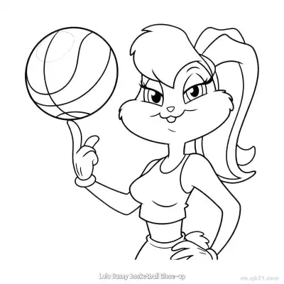Free printable Lola Bunny Basketball Close-up  Coloring Page - Free PDF Printable Bugs Bunny Coloring Sheets coloring page